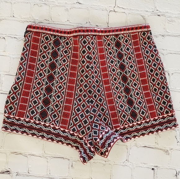 Boho Beaded & Embroidered Side Zip Shorts S - Picture 7 of 9